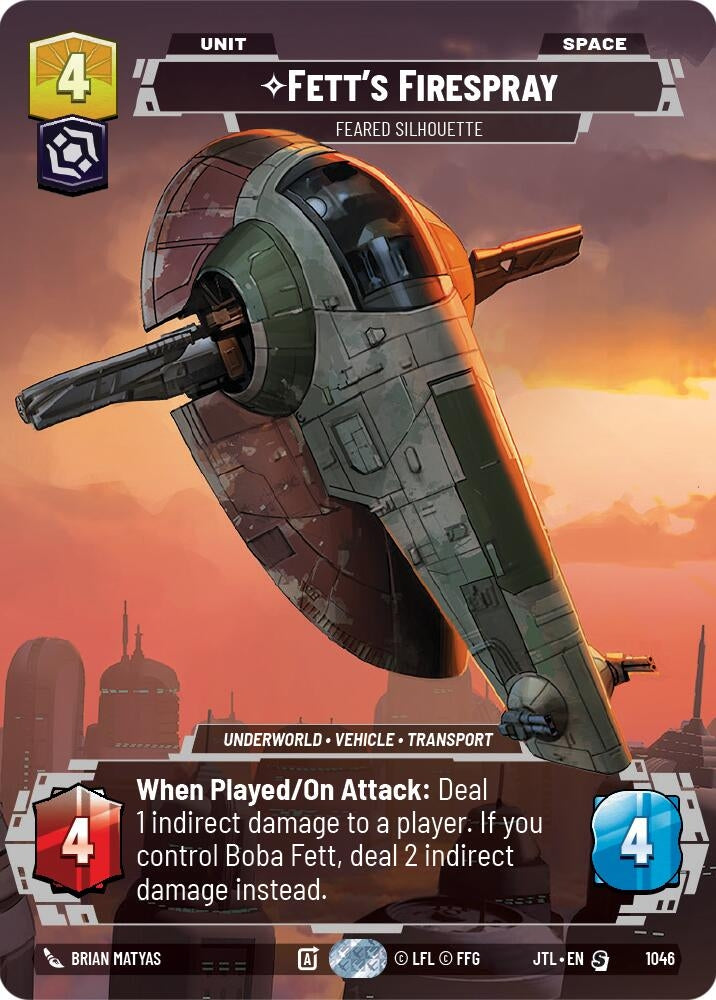 Image for Fett's Firespray - Feared Silhouette (Prestige) (1046) (Jump to Lightspeed) - Star Wars: Unlimited