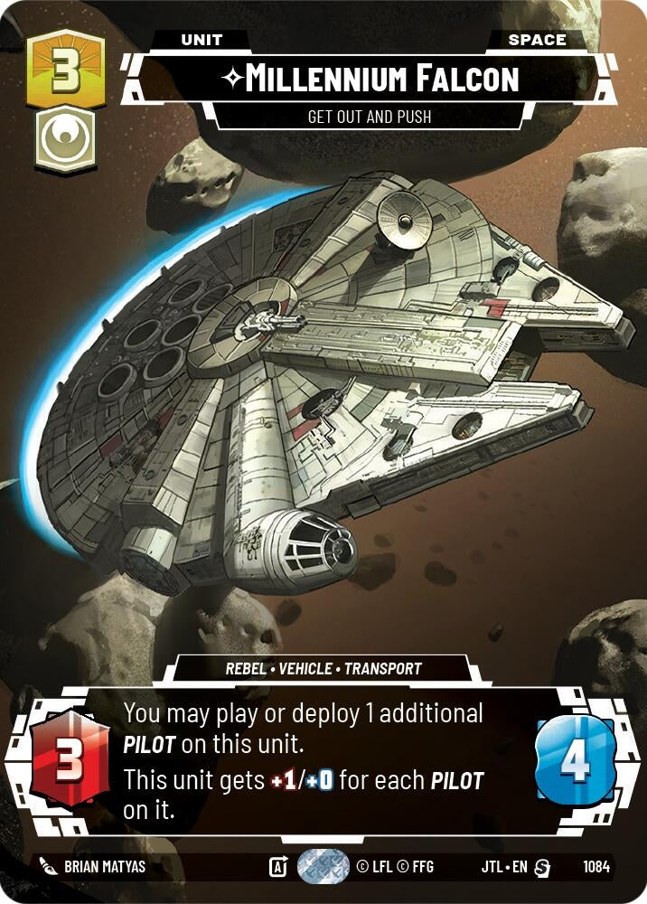 Image for Millennium Falcon - Get Out And Push (Prestige Foil) (1084) (Jump to Lightspeed) - Star Wars: Unlimited