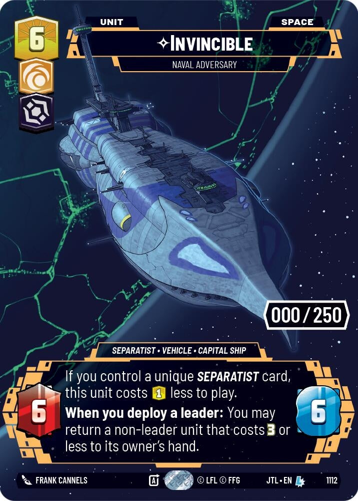 Image for Invincible - Naval Adversary (Serialized) (1112) (Jump to Lightspeed) - Star Wars: Unlimited