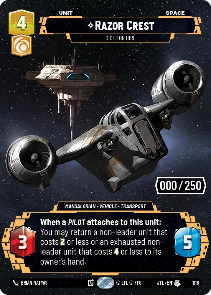 Image for Razor Crest - Ride For Hire (Serialized) (1116) (Jump to Lightspeed) - Star Wars: Unlimited