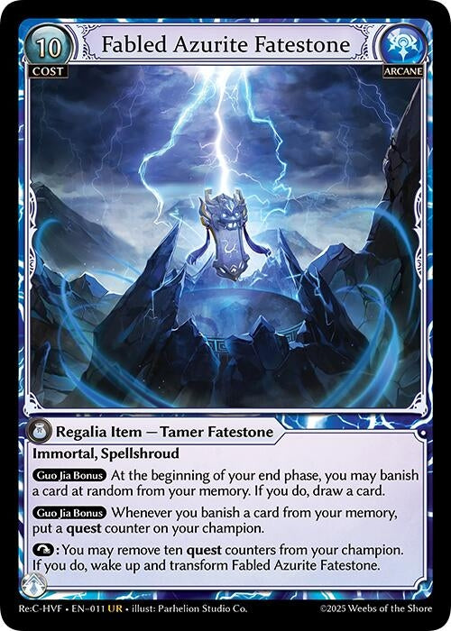 Image for Fabled Azurite Fatestone (011) (Guo Jia Re: Collection, Heaven’s Favored) - Grand Archive TCG