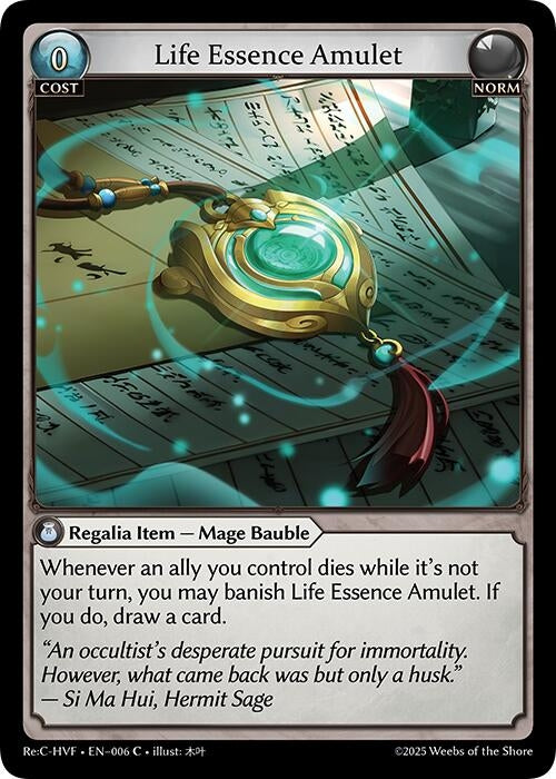 Image for Life Essence Amulet (006) (Guo Jia Re: Collection, Heaven’s Favored) - Grand Archive TCG
