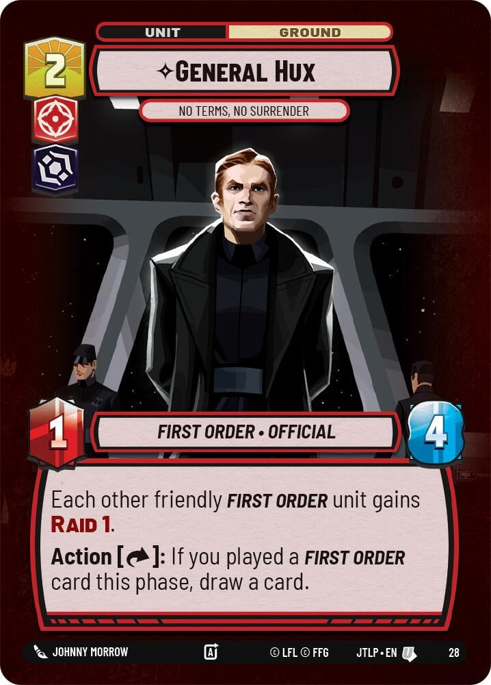 Image for General Hux - No Terms, No Surrender (Foil) (28) (Jump to Lightspeed - Weekly Play Promos) - Star Wars: Unlimited