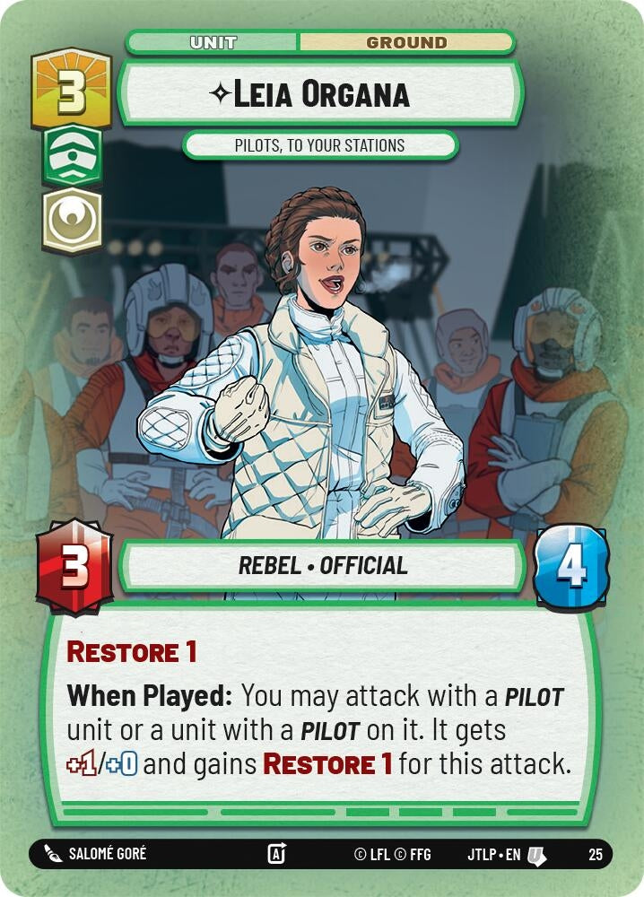 Image for Leia Organa - Pilots, To Your Stations (Foil) (25) (Jump to Lightspeed - Weekly Play Promos) - Star Wars: Unlimited