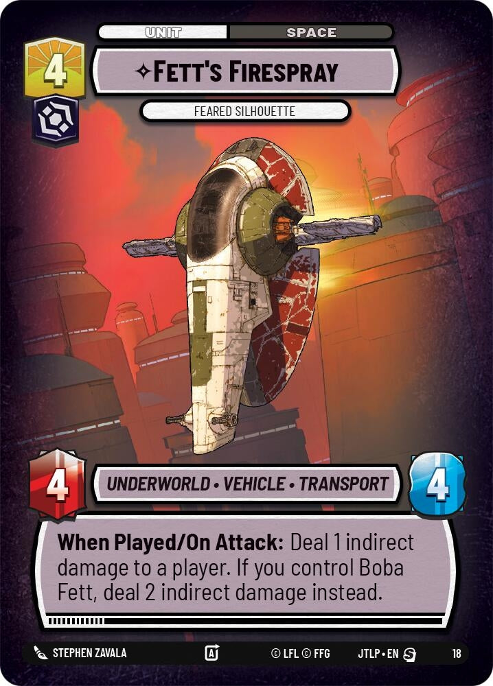 Image for Fett's Firespray - Feared Silhouette (18) (Jump to Lightspeed - Weekly Play Promos) - Star Wars: Unlimited