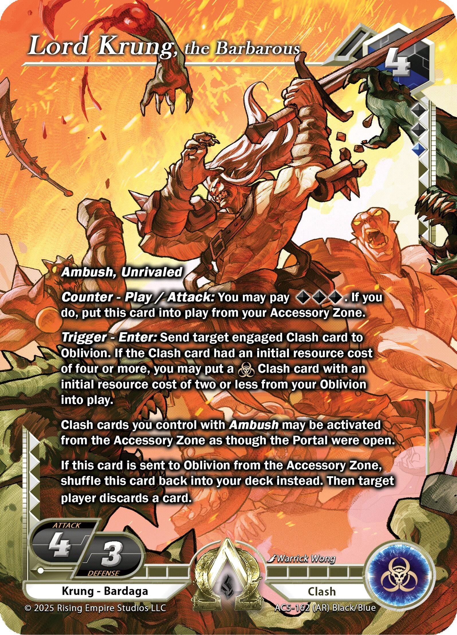 Image for Lord Krung, the Barbarous (Alpha Rare) (AC5-162) (AC5) - Alpha Clash