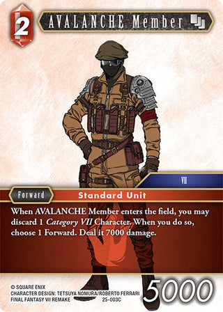 Image for AVALANCHE Member (25-003C) (Tears of the Planet) - Final Fantasy TCG