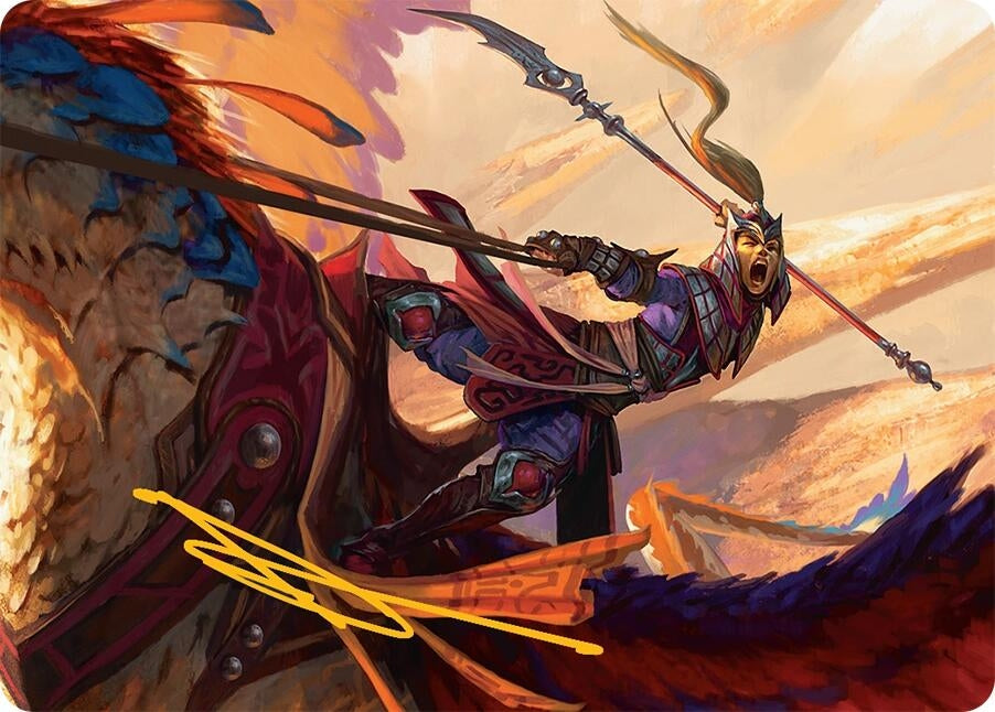 Image for Dragonback Lancer Art Card (3/54) (Gold-Stamped Signature) (3) (Art Series: Tarkir: Dragonstorm) - Magic: The Gathering