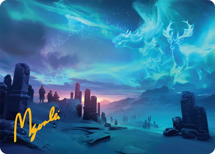 Image for Auroral Procession Art Card (20/54) (Gold-Stamped Signature) (20) (Art Series: Tarkir: Dragonstorm) - Magic: The Gathering