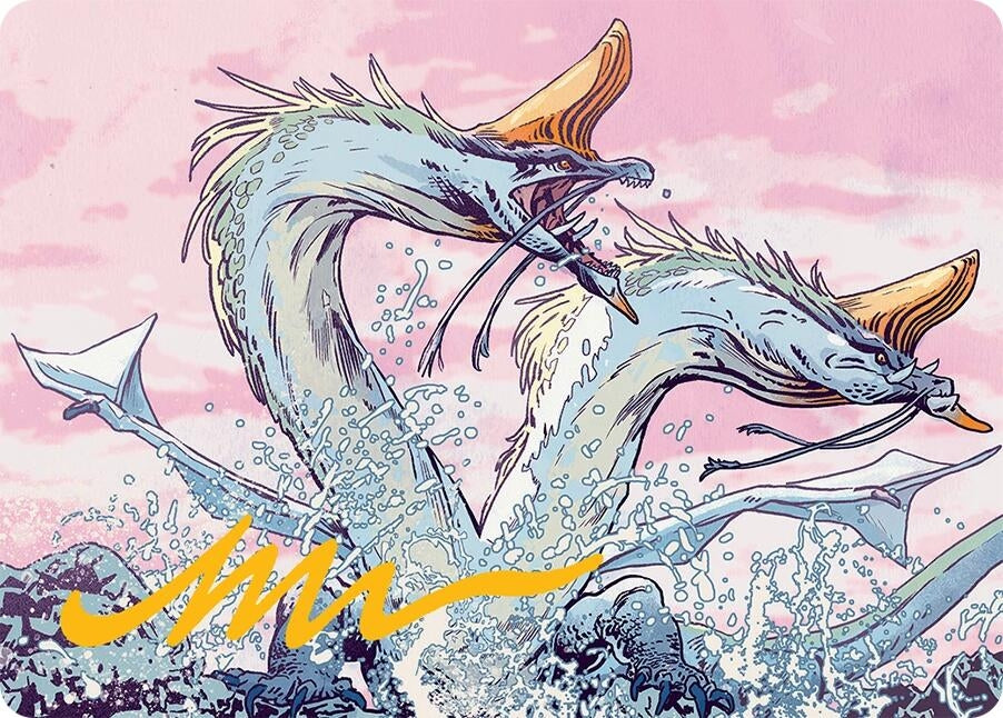 Image for Twinmaw Stormbrood Art Card (39/54) (Gold-Stamped Signature) (39) (Art Series: Tarkir: Dragonstorm) - Magic: The Gathering