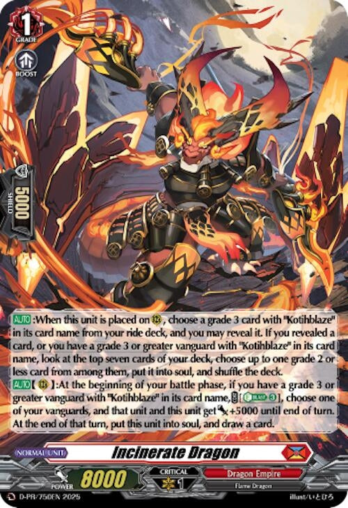Image for Incinerate Dragon (Foil) (D-PR/750EN) [D Promo Cards] - Cardfight Vanguard