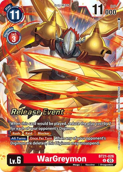 Image for WarGreymon (BT21-026 U) (World Convergence Release Event Cards) - Digimon Card Game