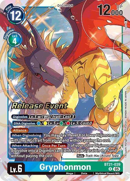 Image for Gryphonmon (BT21-039 R) (World Convergence Release Event Cards) - Digimon Card Game