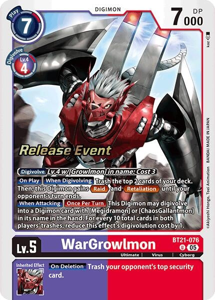 Image for WarGrowlmon (BT21-076 U) (World Convergence Release Event Cards) - Digimon Card Game