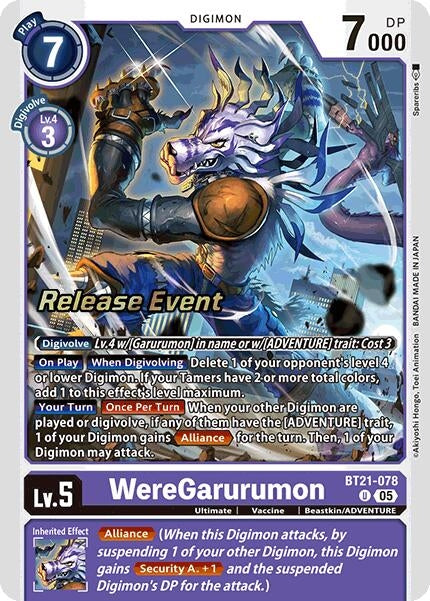 Image for WereGarurumon (BT21-078 U) (World Convergence Release Event Cards) - Digimon Card Game