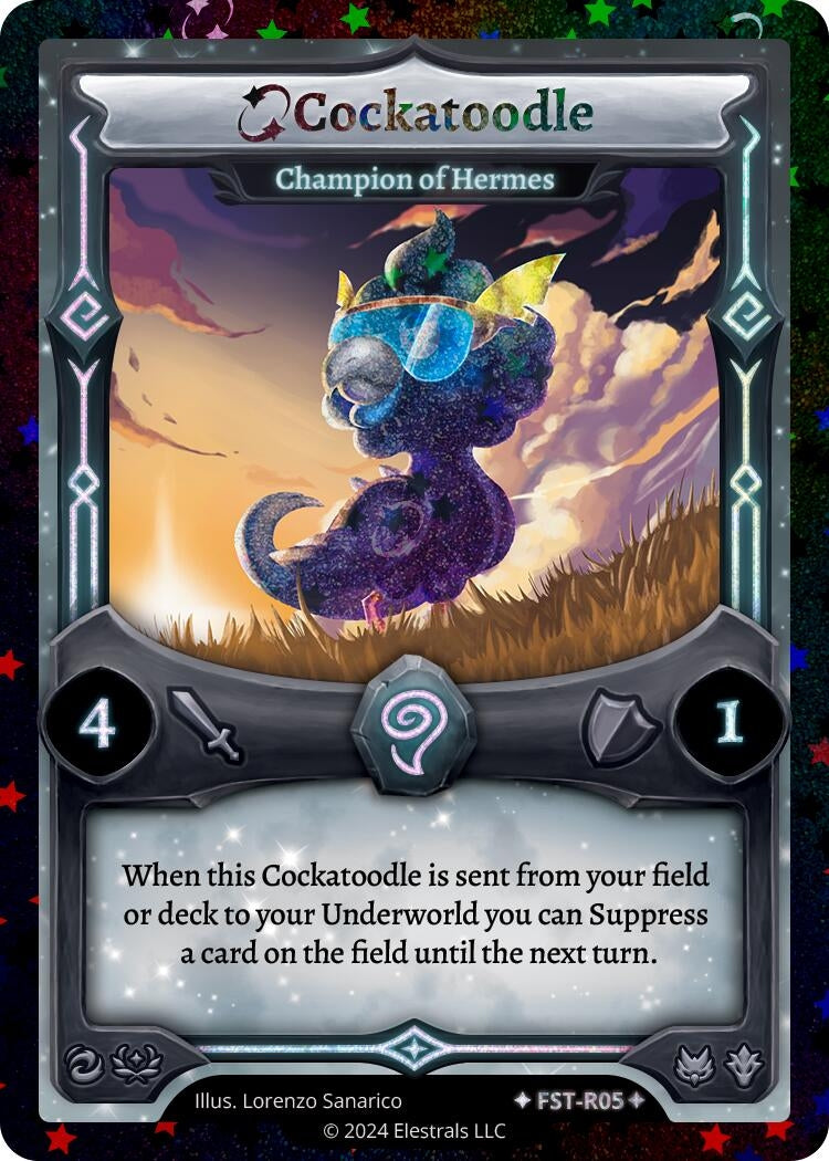 Image for Cockatoodle - Champion of Hermes (Stellar) (FST-R05) (Divine Champions: Firestorm) - Elestrals