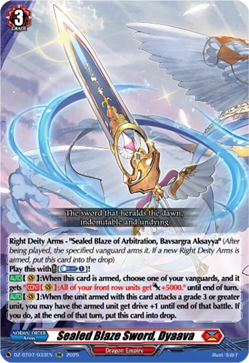 Image for Sealed Blaze Sword, Dyaava (DZ-BT07/033EN) [DZ-BT07: Moon Fangs & Cerulean Blaze] - Cardfight Vanguard