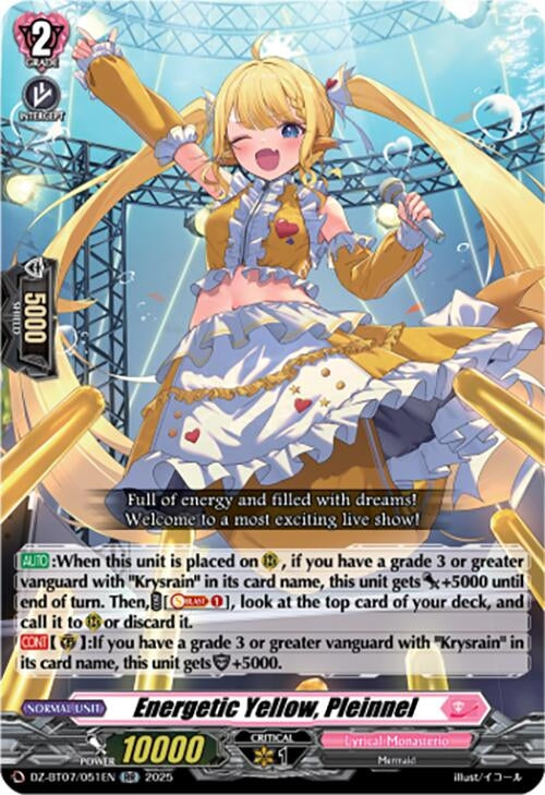 Image for Energetic Yellow, Pleinnel (DZ-BT07/051EN) [DZ-BT07: Moon Fangs & Cerulean Blaze] - Cardfight Vanguard