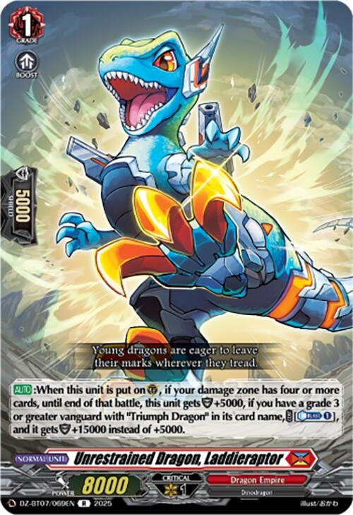 Image for Unrestrained Dragon, Laddieraptor (DZ-BT07/069EN) [DZ-BT07: Moon Fangs & Cerulean Blaze] - Cardfight Vanguard