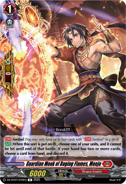 Image for Guardian Monk of Raging Flames, Monju (DZ-BT07/070EN) [DZ-BT07: Moon Fangs & Cerulean Blaze] - Cardfight Vanguard