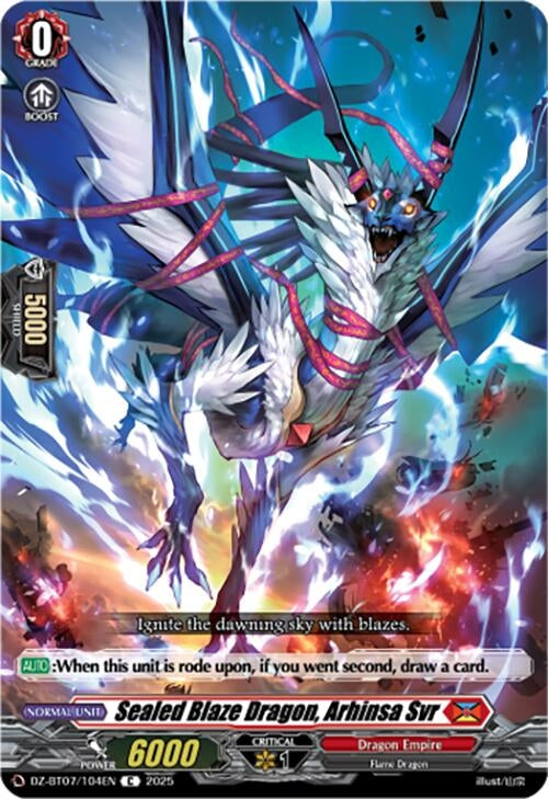 Image for Sealed Blaze Dragon, Arhinsa Svr (DZ-BT07/104EN) [DZ-BT07: Moon Fangs & Cerulean Blaze] - Cardfight Vanguard