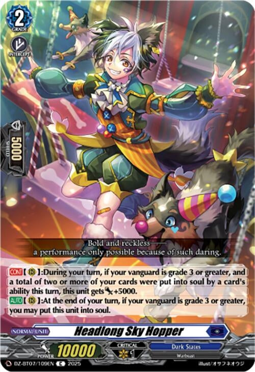 Image for Headlong Sky Hopper (DZ-BT07/109EN) [DZ-BT07: Moon Fangs & Cerulean Blaze] - Cardfight Vanguard