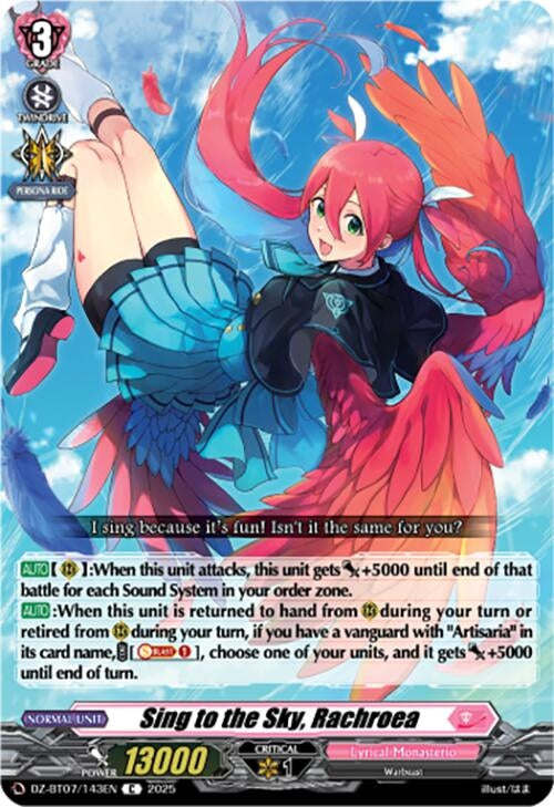 Image for Sing to the Sky, Rachroea (DZ-BT07/143EN) [DZ-BT07: Moon Fangs & Cerulean Blaze] - Cardfight Vanguard