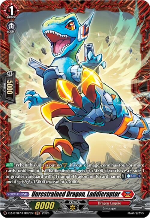 Image for Unrestrained Dragon, Laddieraptor (FR) (DZ-BT07/FR07EN) [DZ-BT07: Moon Fangs & Cerulean Blaze] - Cardfight Vanguard