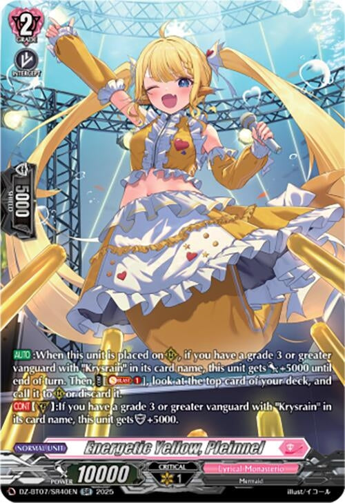 Image for Energetic Yellow, Pleinnel (SR) (DZ-BT07/SR40EN) [DZ-BT07: Moon Fangs & Cerulean Blaze] - Cardfight Vanguard