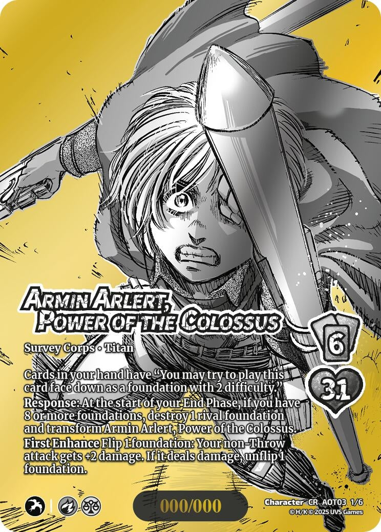Image for Armin Arlert, Power of the Colossus (Chrome Rare) (1/6) (Attack on Titan: Apocalypse) - UniVersus