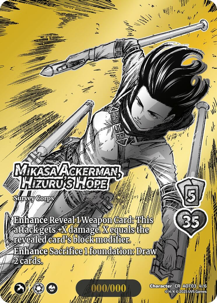 Image for Mikasa Ackerman, Hizuru's Hope (Chrome Rare) (4/6) (Attack on Titan: Apocalypse) - UniVersus