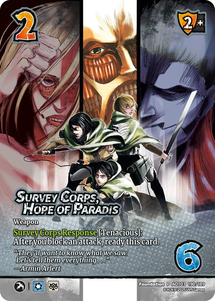 Image for Survey Corps, Hope of Paradis (Promo) (190/189) (Attack on Titan: Apocalypse) - UniVersus
