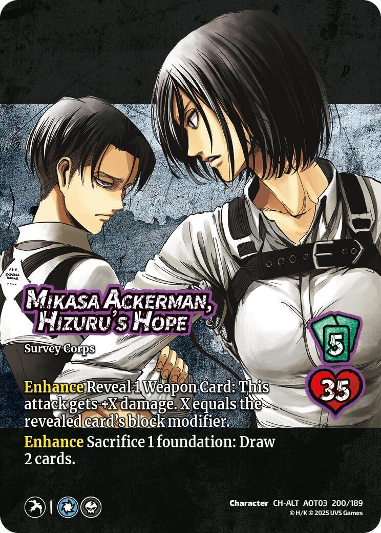 Image for Mikasa Ackerman, Hizuru's Hope (Alternate Art) (200/189) (Attack on Titan: Apocalypse) - UniVersus