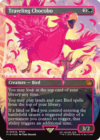 Image for Traveling Chocobo (Borderless) (Neon Ink Pink) (551b) (FINAL FANTASY) - Magic: The Gathering