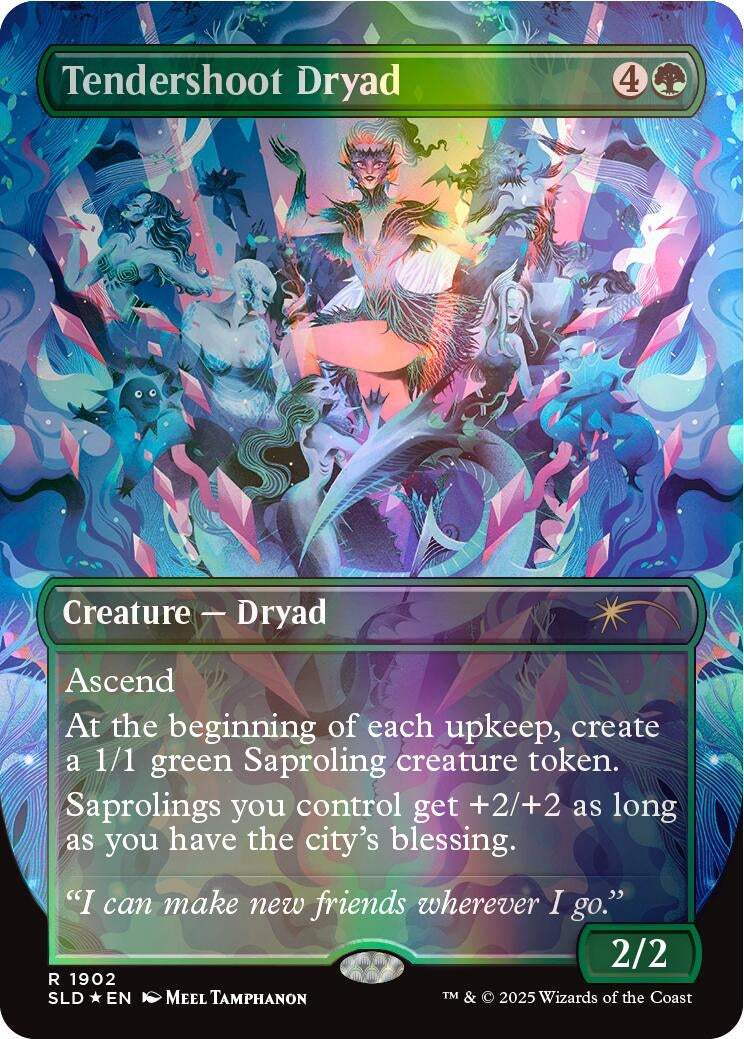 Image for Tendershoot Dryad (Double Rainbow Foil) (1902) (Secret Lair Drop Series) - Magic: The Gathering