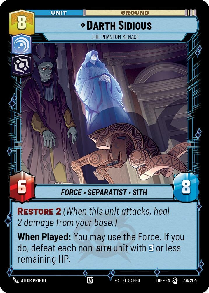 Image for Darth Sidious - The Phantom Menace (039/264) (Legends of the Force) - Star Wars: Unlimited