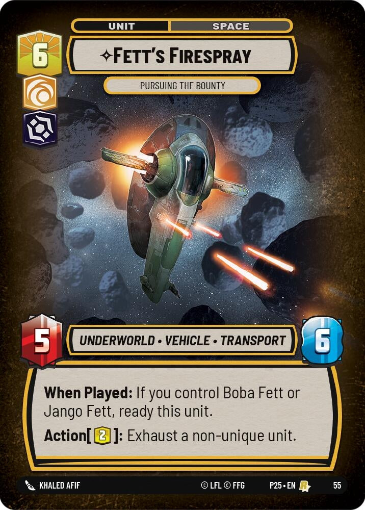 Image for Fett's Firespray - Pursuing the Bounty (55) (Organized Play Promos) - Star Wars: Unlimited