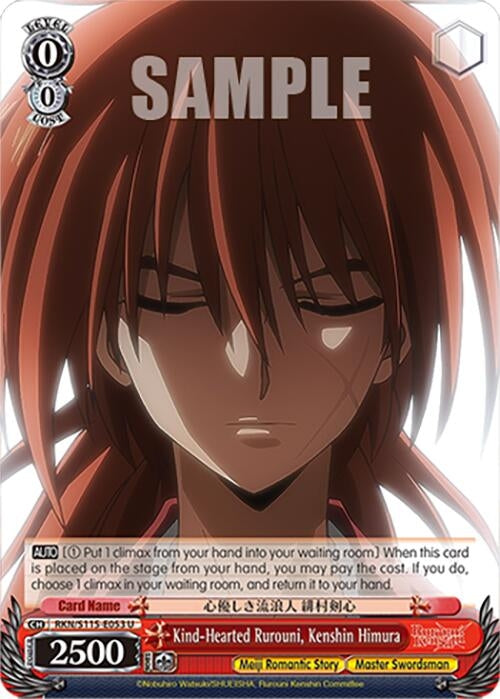 Image for Kind-Hearted Rurouni, Kenshin Himura (RKN/S115-E053 U) (Rurouni Kenshin) - Weiss Schwarz