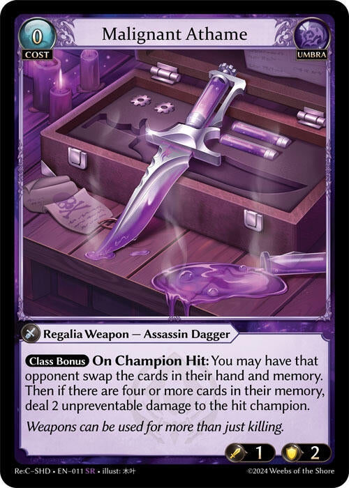 Image for Malignant Athame (011) (Tristan, Shadowdancer Re:Collection Lite) - Grand Archive TCG