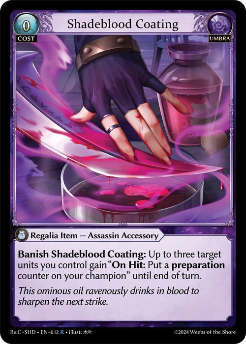 Image for Shadeblood Coating (012) (Tristan, Shadowdancer Re:Collection Lite) - Grand Archive TCG