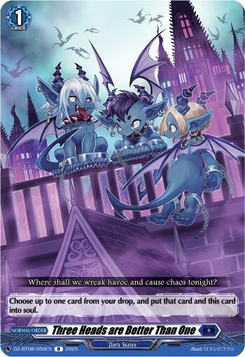Image for Three Heads are Better Than One (DZ-BT08/050EN) (DZ-BT08: Knights 0f Rebirth) - Cardfight Vanguard