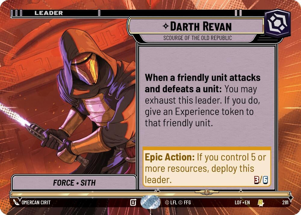 Image for Darth Revan - Scourge of the Old Republic (Hyperspace) (281) (Legends of the Force) - Star Wars: Unlimited
