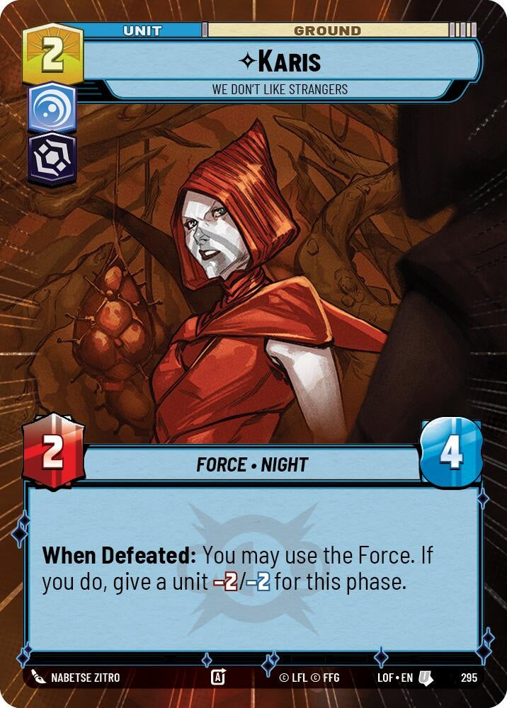 Image for Karis - We Don't Like Strangers (Hyperspace) (295) (Legends of the Force) - Star Wars: Unlimited