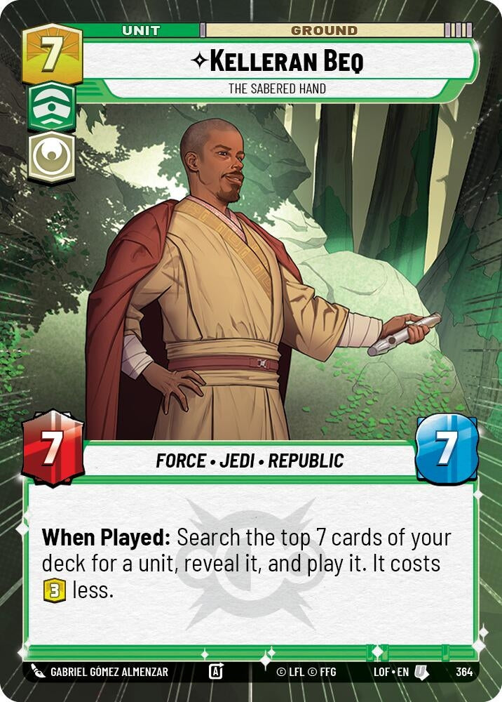 Image for Kelleran Beq - The Sabered Hand (Hyperspace) (364) (Legends of the Force) - Star Wars: Unlimited