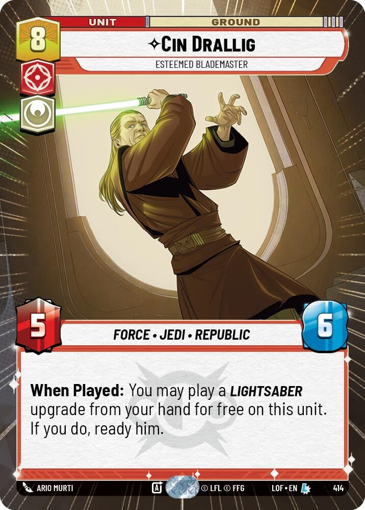 Image for Cin Drallig - Esteemed Blademaster (Hyperspace) (414) (Legends of the Force) - Star Wars: Unlimited