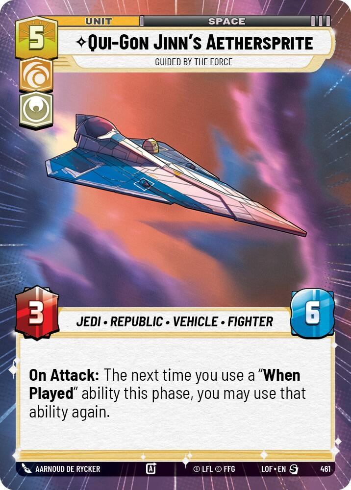 Image for Qui-Gon Jinn's Aethersprite - Guided by the Force (Hyperspace) (461) (Legends of the Force) - Star Wars: Unlimited