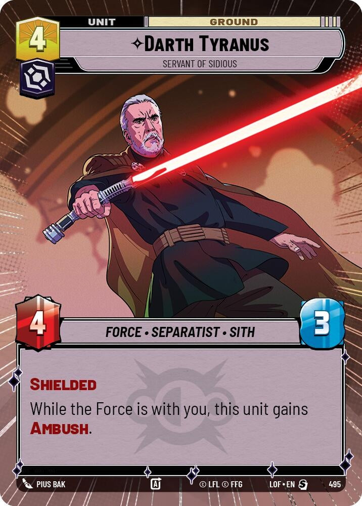 Image for Darth Tyranus - Servant of Sidious (Hyperspace) (495) (Legends of the Force) - Star Wars: Unlimited