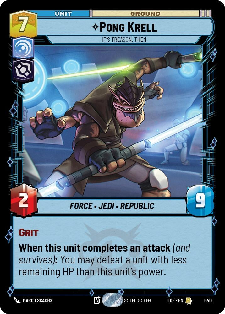 Image for Pong Krell - It's Treason, Then (Foil) (540) (Legends of the Force) - Star Wars: Unlimited
