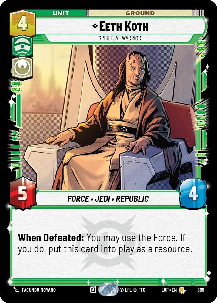 Image for Eeth Koth - Spiritual Warrior (Foil) (599) (Legends of the Force) - Star Wars: Unlimited