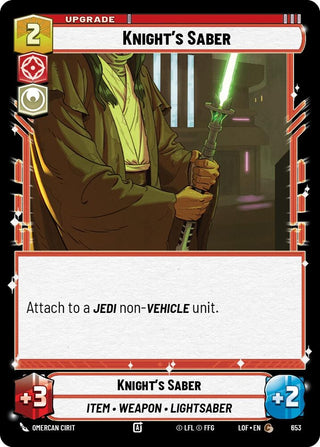Image for Knight's Saber (Foil) (653) (Legends of the Force) - Star Wars: Unlimited